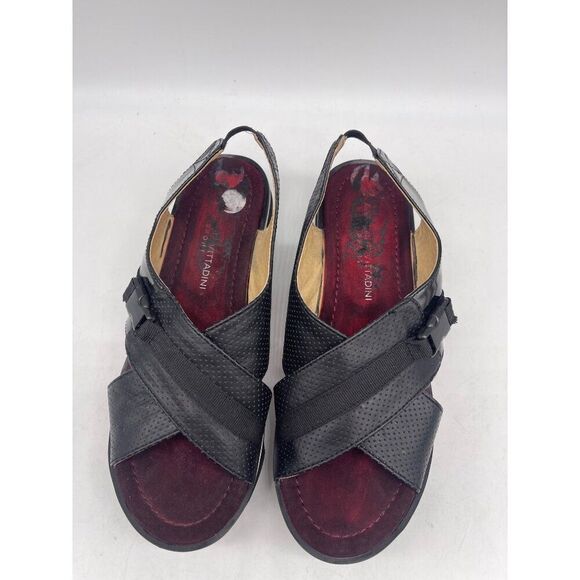 Adrienne Vittadini Women Black Slingback Platform Cross Front Sandal Size 8 - Picture 4 of 10